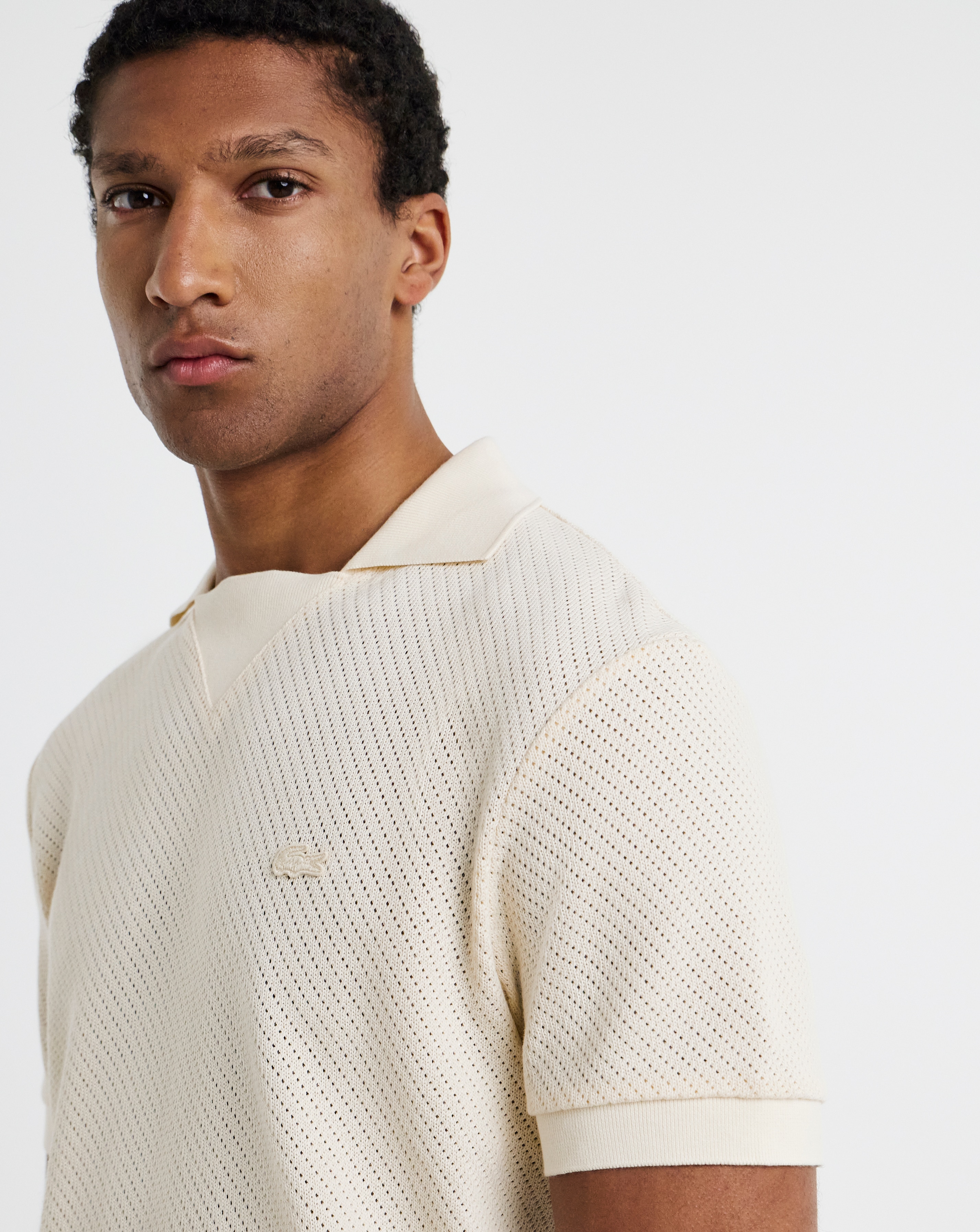 Lacoste Open Neck Textured Polo