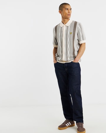 Lyle & Scott Brocade Jacquard Short Sleeve Knitted Shirt - Natural