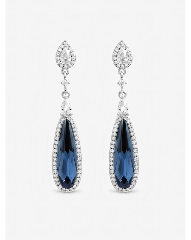 Jon Richard Silver Plated Crystal and Sapphire Drop Earrings