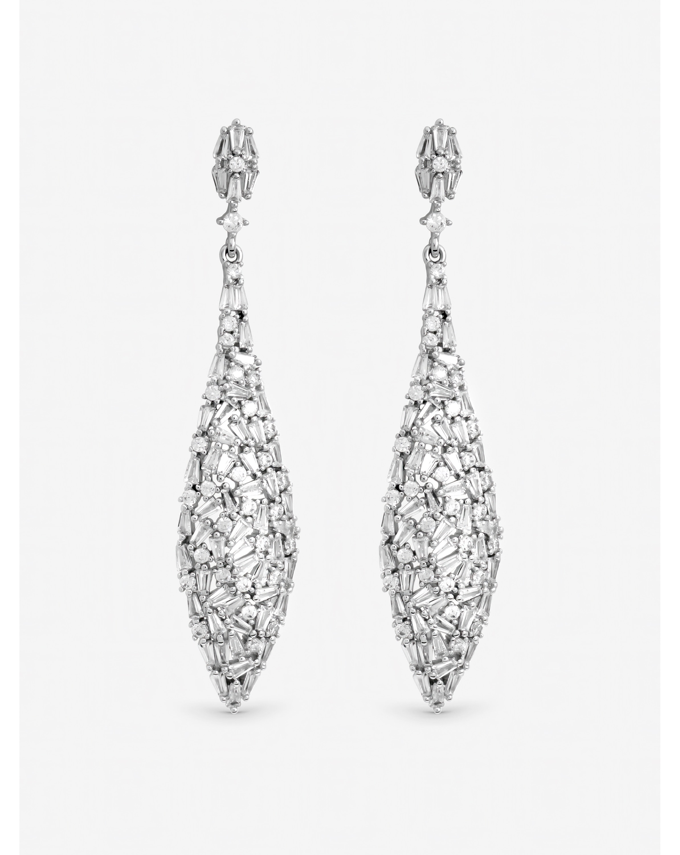 New In - Rhodium Plated Mixed Stone Earrings