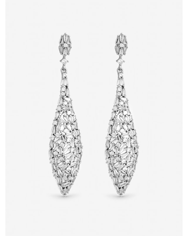 Jon Richard Rhodium Plated Mixed Stone Statement Earrings