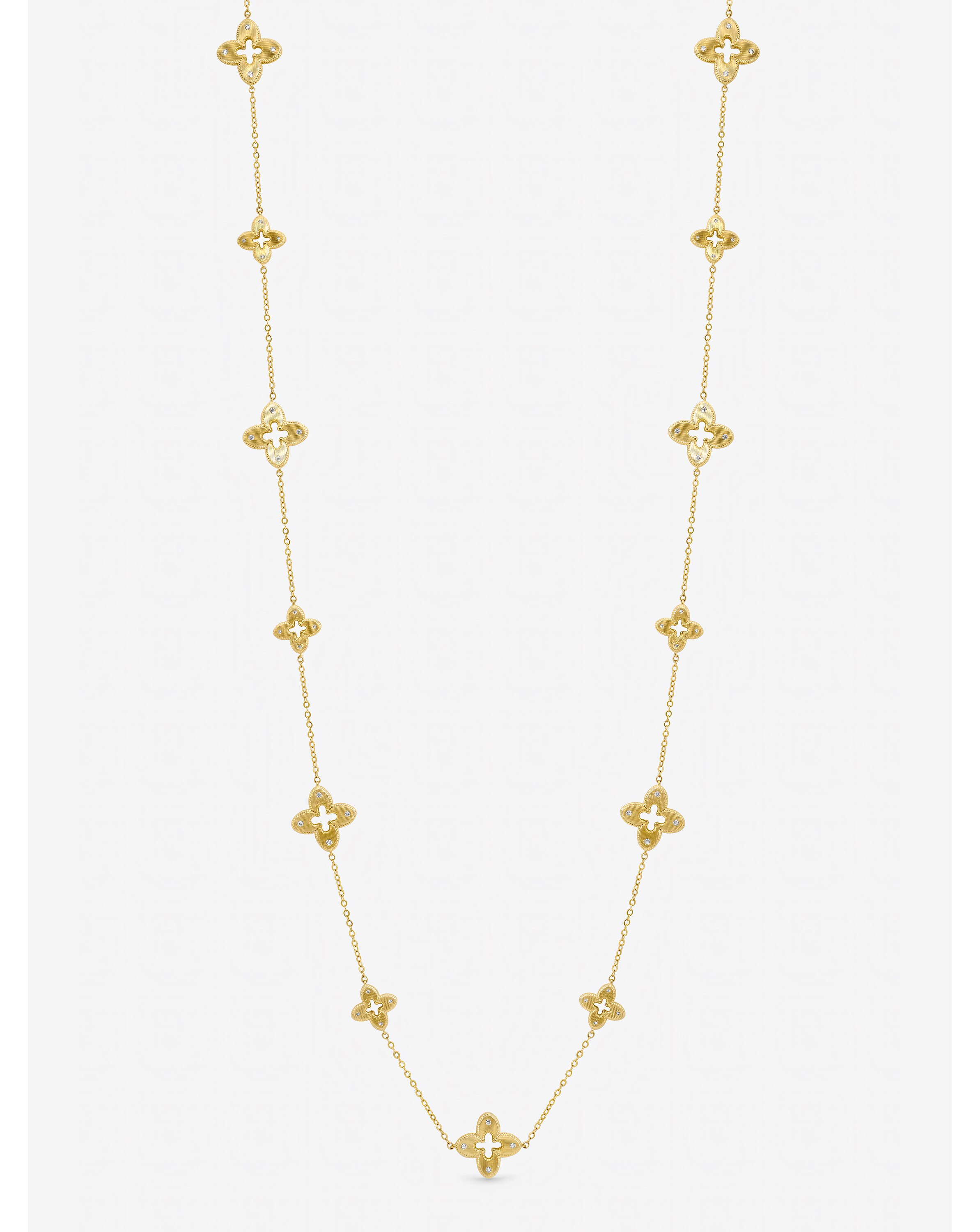 New In - Gold Crystal Clover Long Necklace