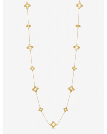 Jon Richard Gold Plated Textured Crystal Clover Long Necklace