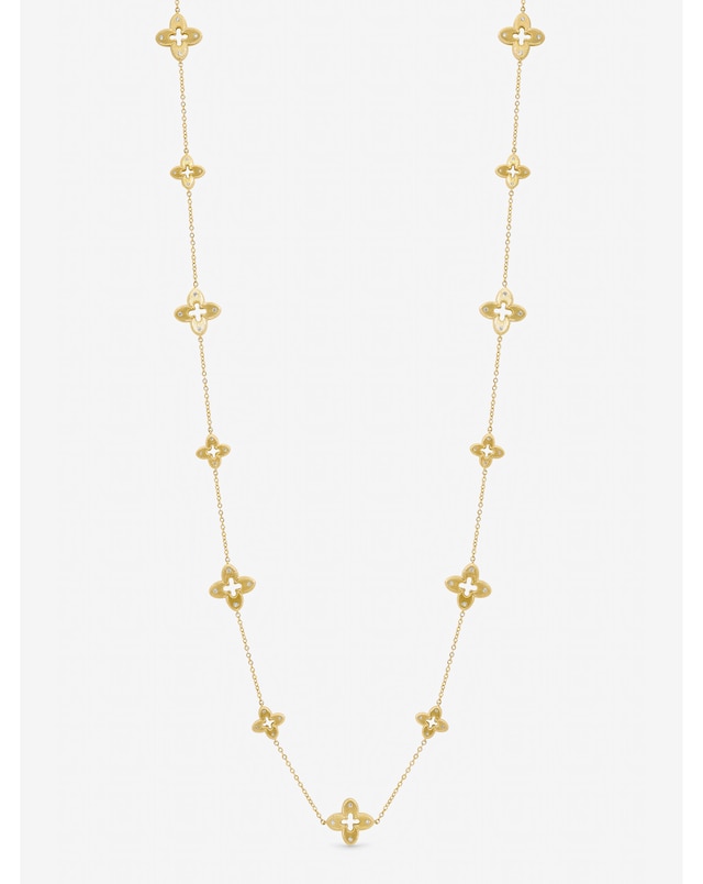 Jon Richard Gold Plated Textured Crystal Clover Long Necklace
