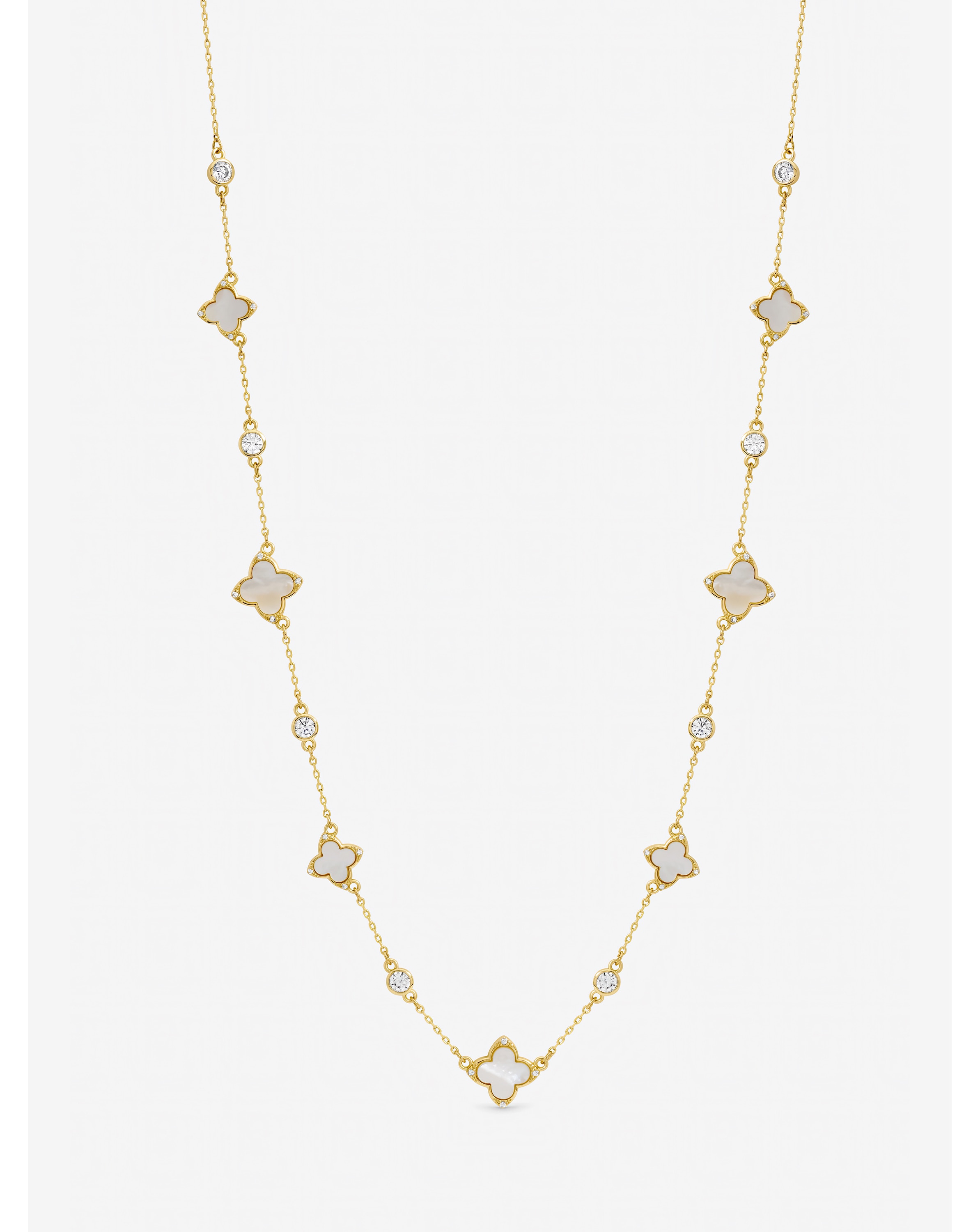 New In - Gold Plated Crystal Clover Necklace