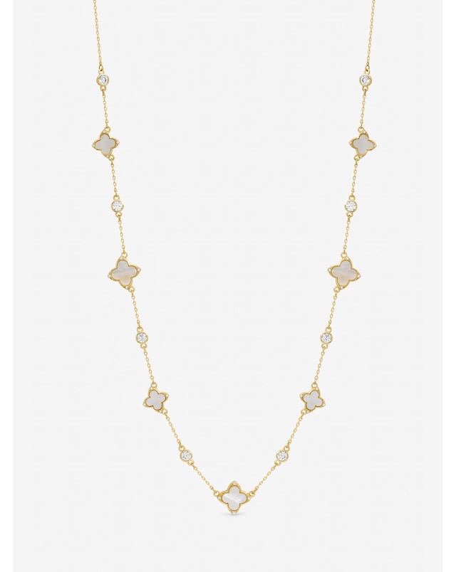 Jon Richard Gold Plated Mother of Pearl and Crystal Clover Necklace