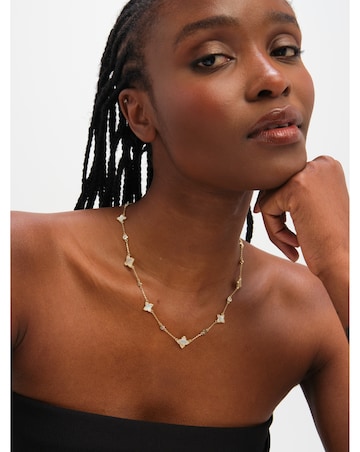 Jon Richard Gold Plated Mother of Pearl and Crystal Clover Necklace