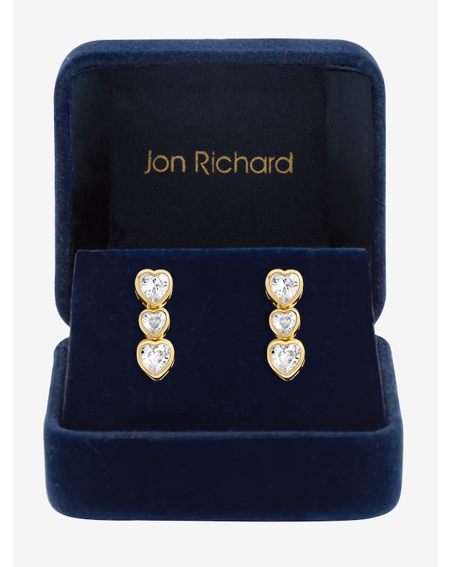 Jon Richard Gold Plated Cubic Zirconia Heart Drop Earrings
