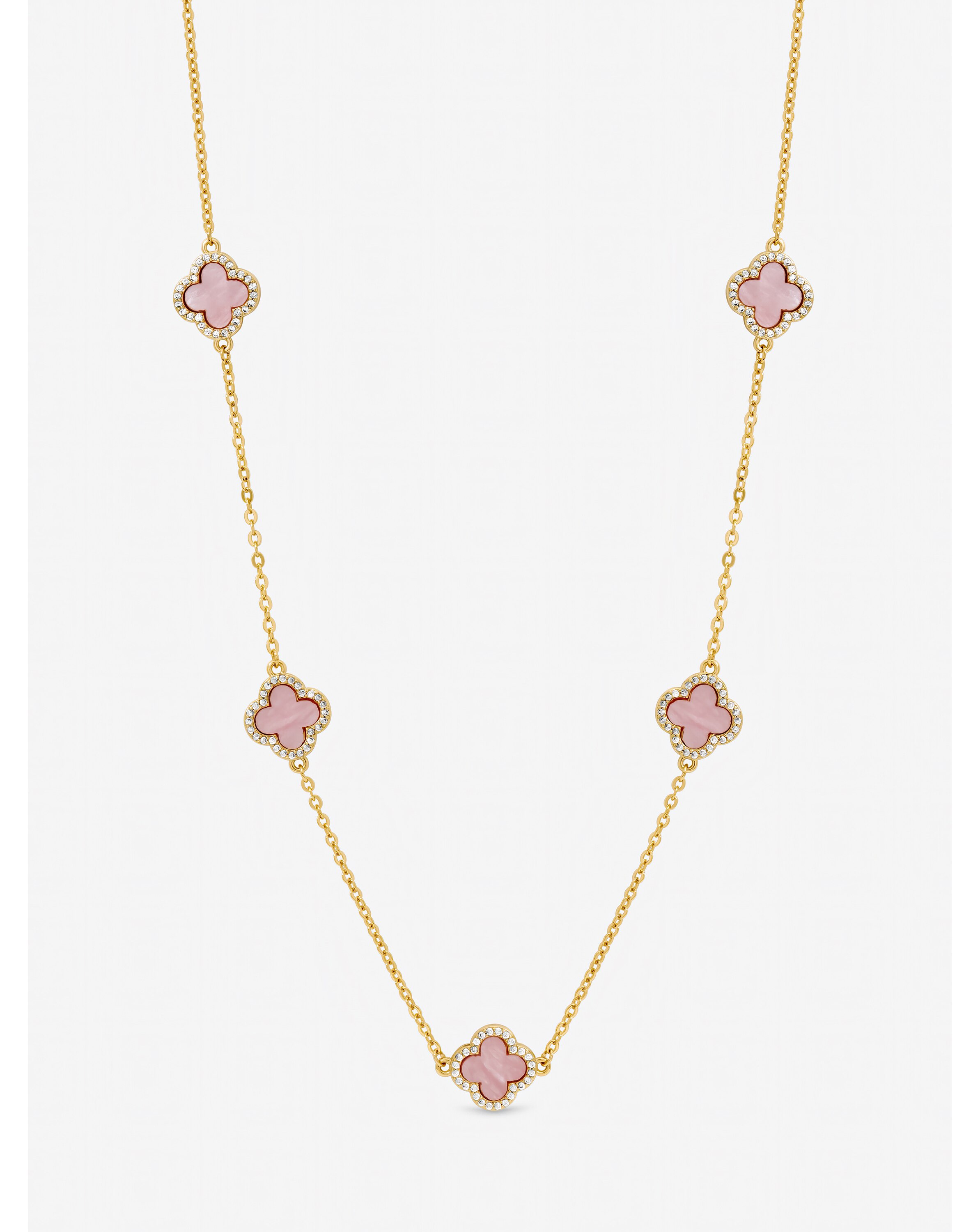 New In - Gold Plated Pink Clover Necklace