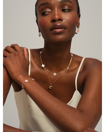 Jon Richard Gold Plated and Pink Station Clover Necklace