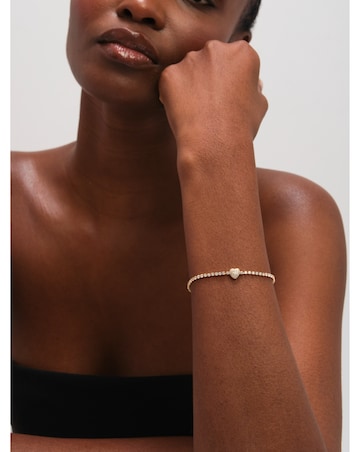 Jon Richard Silver Plated and Pave Heart Toggle Bracelet