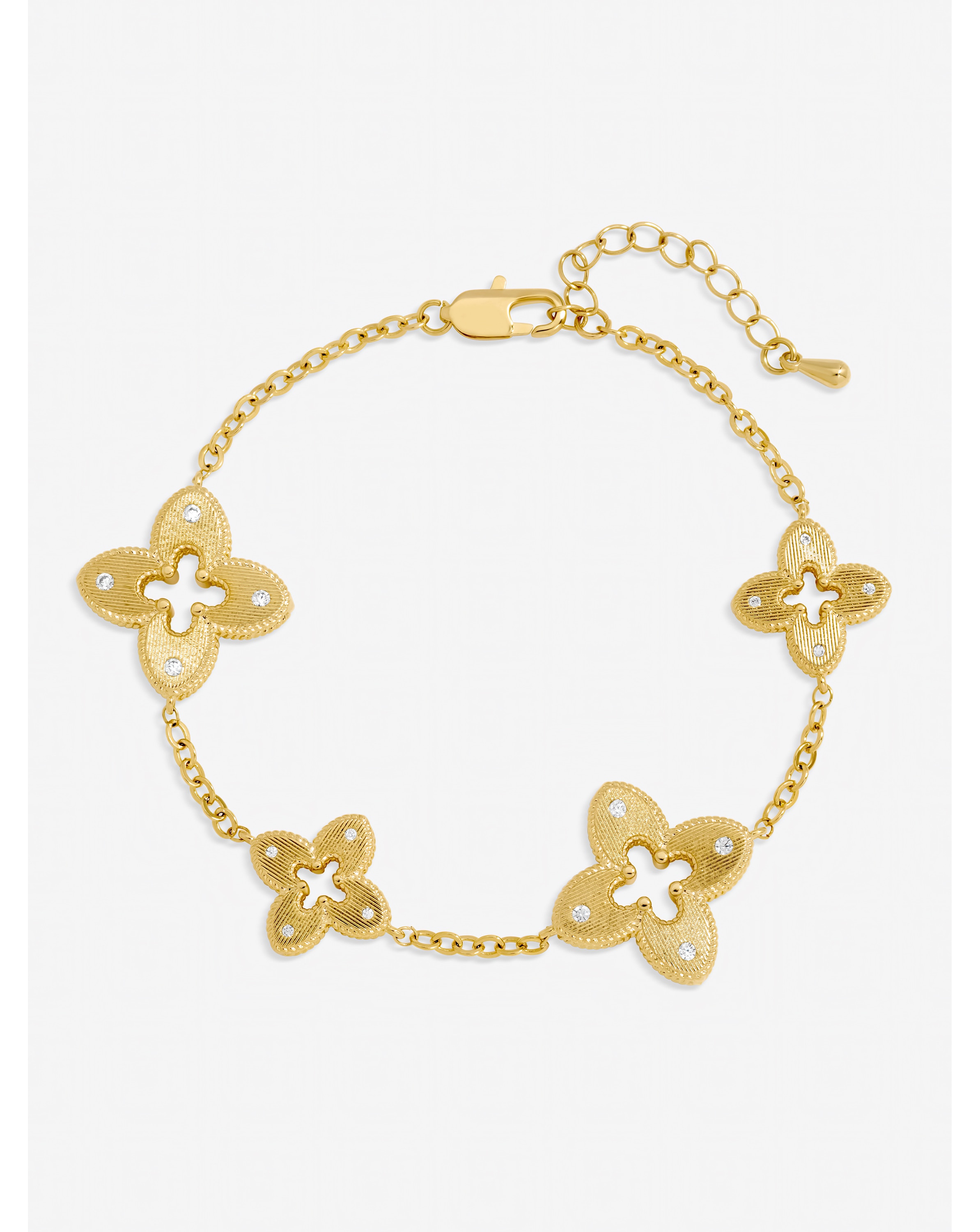 New In - Gold Plated Crystal Clover Bracelet