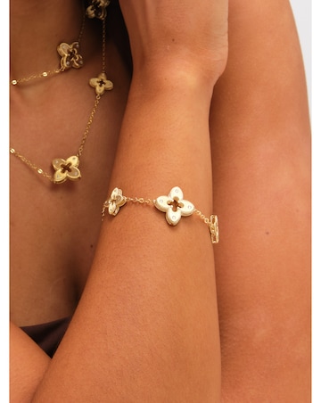 Jon Richard Gold Plated Textured Crystal Clover Bracelet