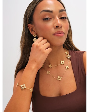 Jon Richard Gold Plated Textured Crystal Clover Bracelet