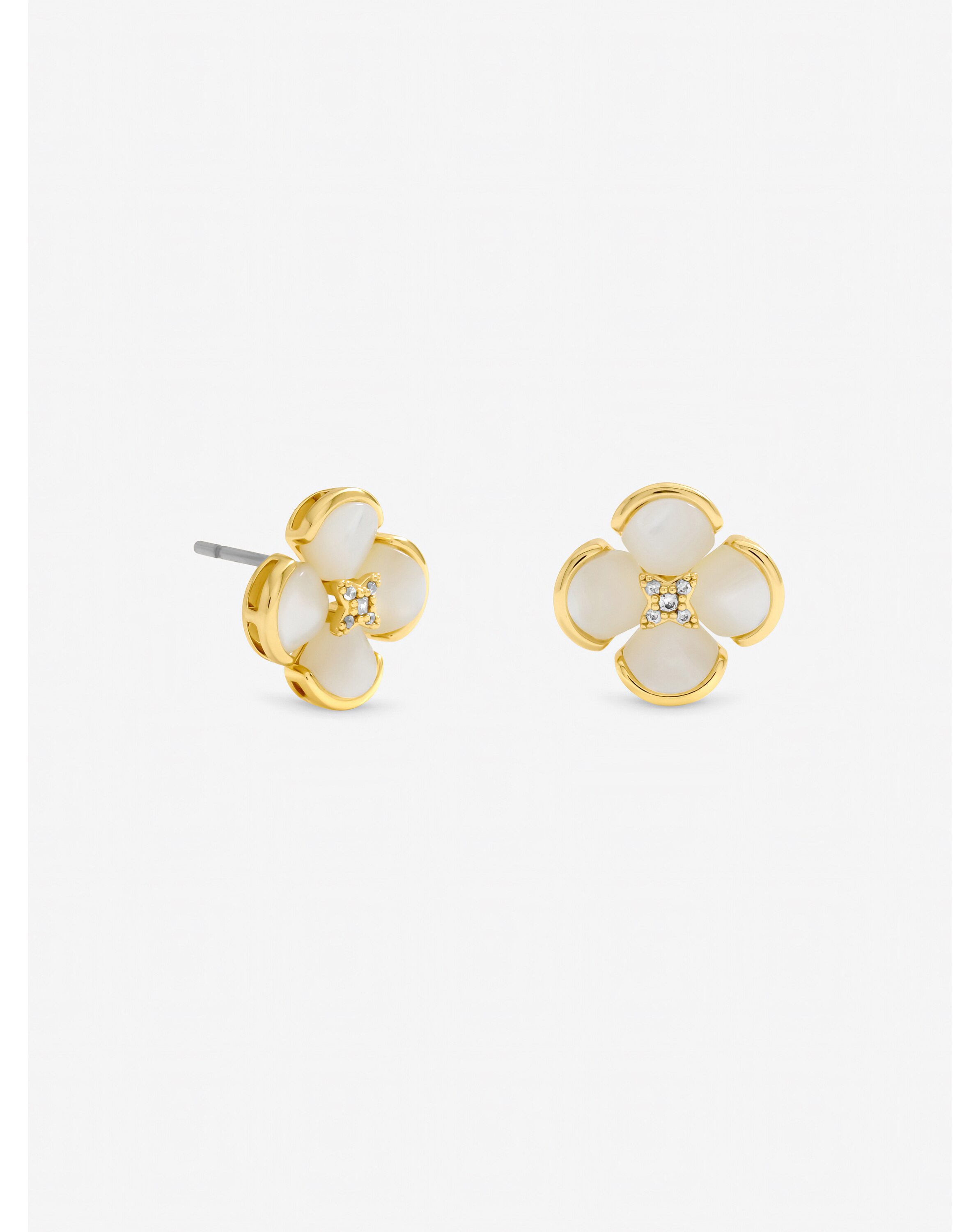 New In - Gold Plated Mother of Pearl Flower Studs