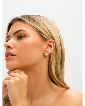 Jon Richard Gold Plated Mother of Pearl Flower Stud Earrings