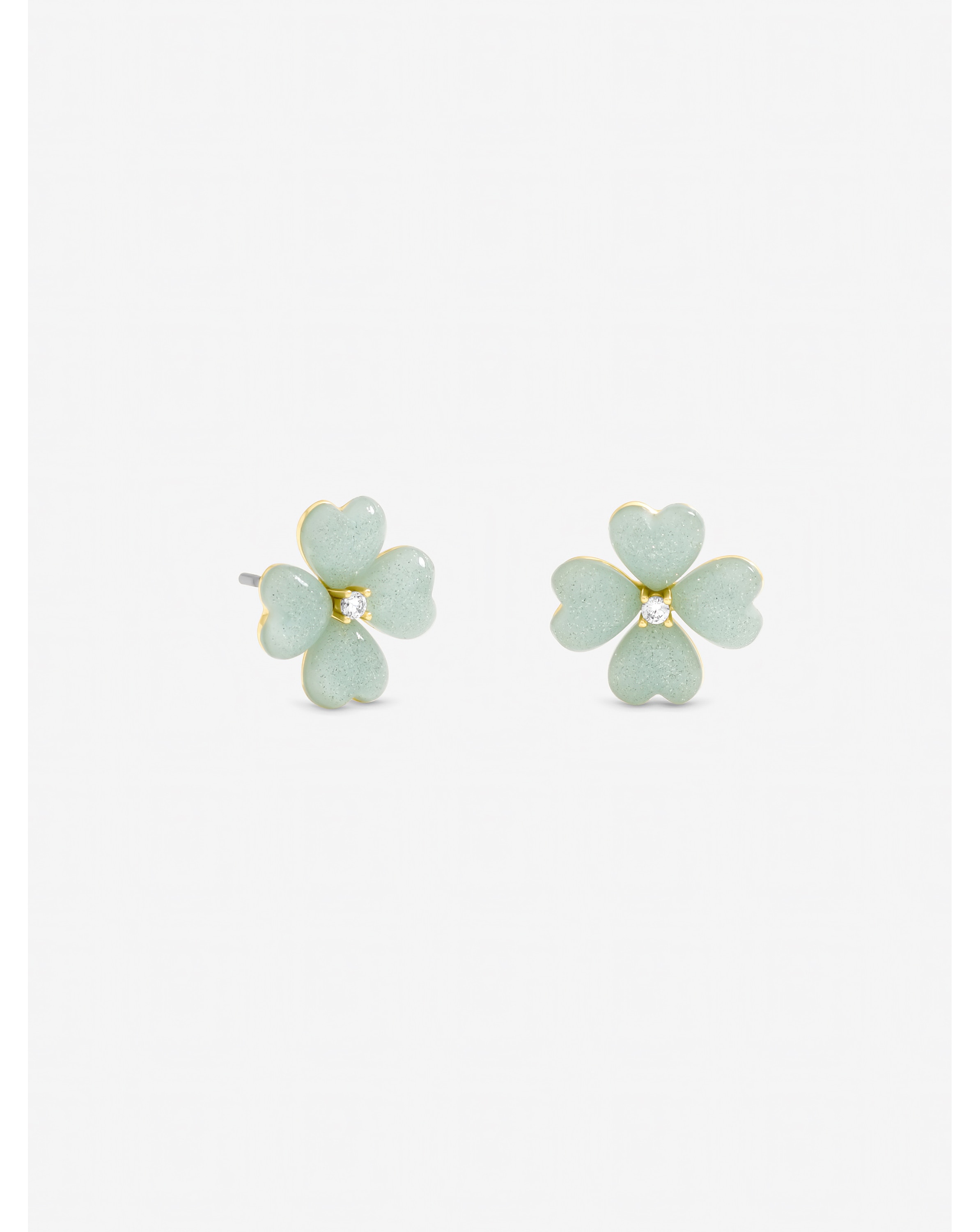 New In - Gold Plated Mint Green Flower Studs