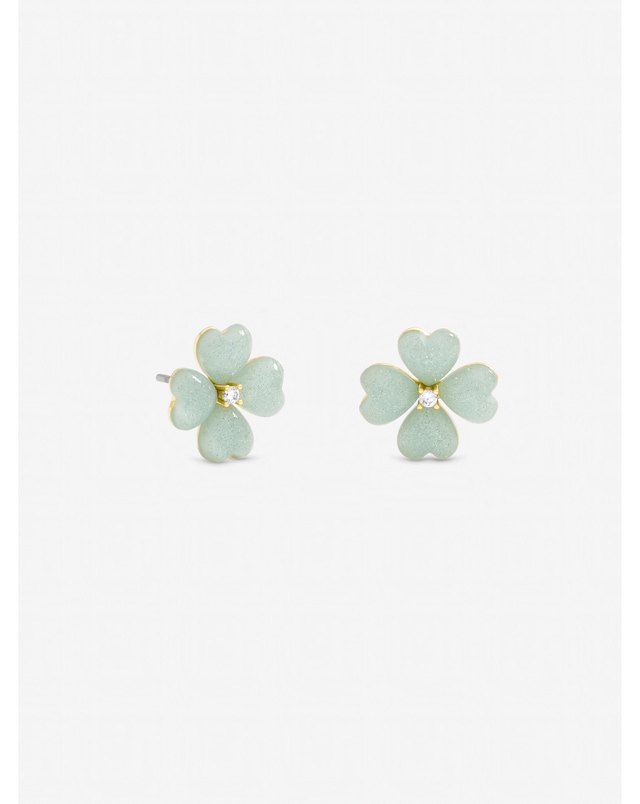 Jon Richard Gold Plated and Mint Green Flower Stud Earrings