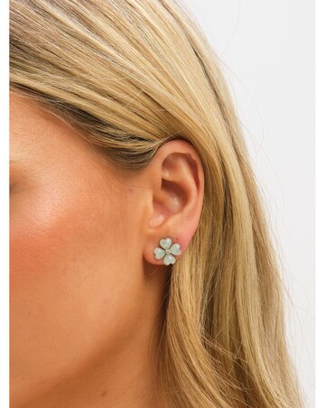 Jon Richard Gold Plated and Mint Green Flower Stud Earrings