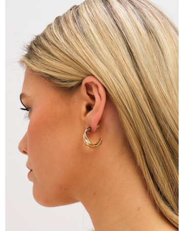 Jon Richard Gold Plated Multirow Molten Hoop Earrings