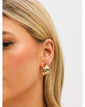 Jon Richard Gold Plated Multirow Molten Hoop Earrings