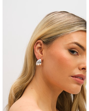 Jon Richard Silver Plated Multirow Molten Hoop Earrings