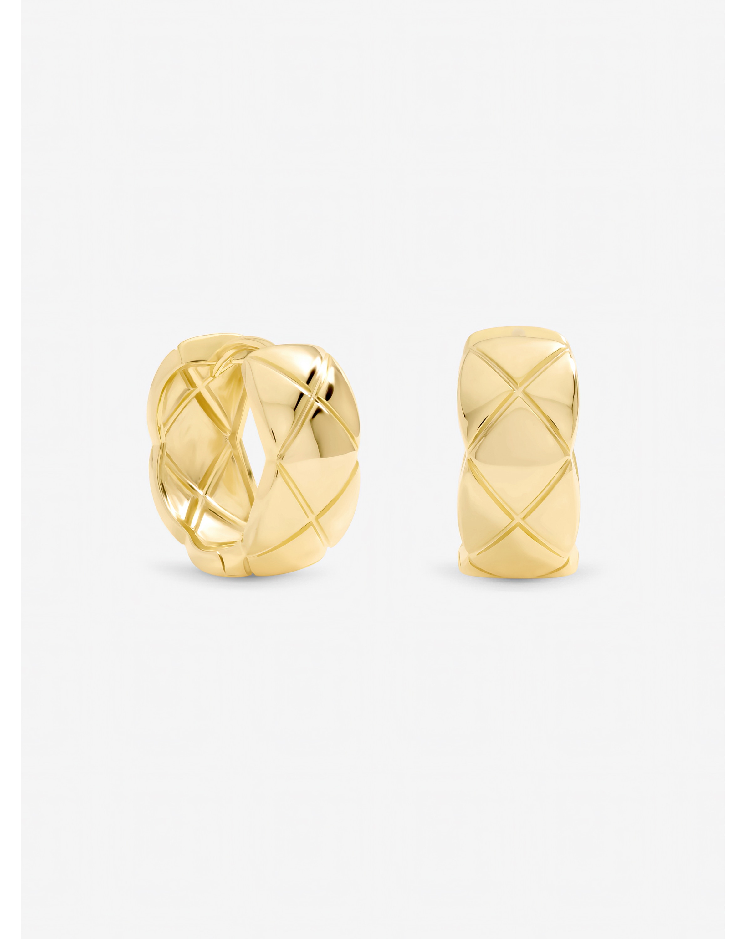 New In - Gold Plated Quilted Hoop Earrings