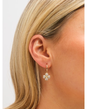 Jon Richard Gold Plated and Pave Clover Huggie Earrings