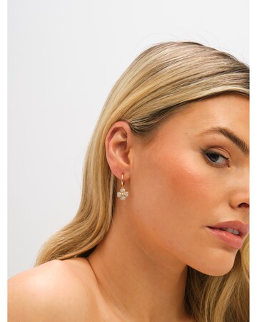 Jon Richard Gold Plated and Pave Clover Huggie Earrings