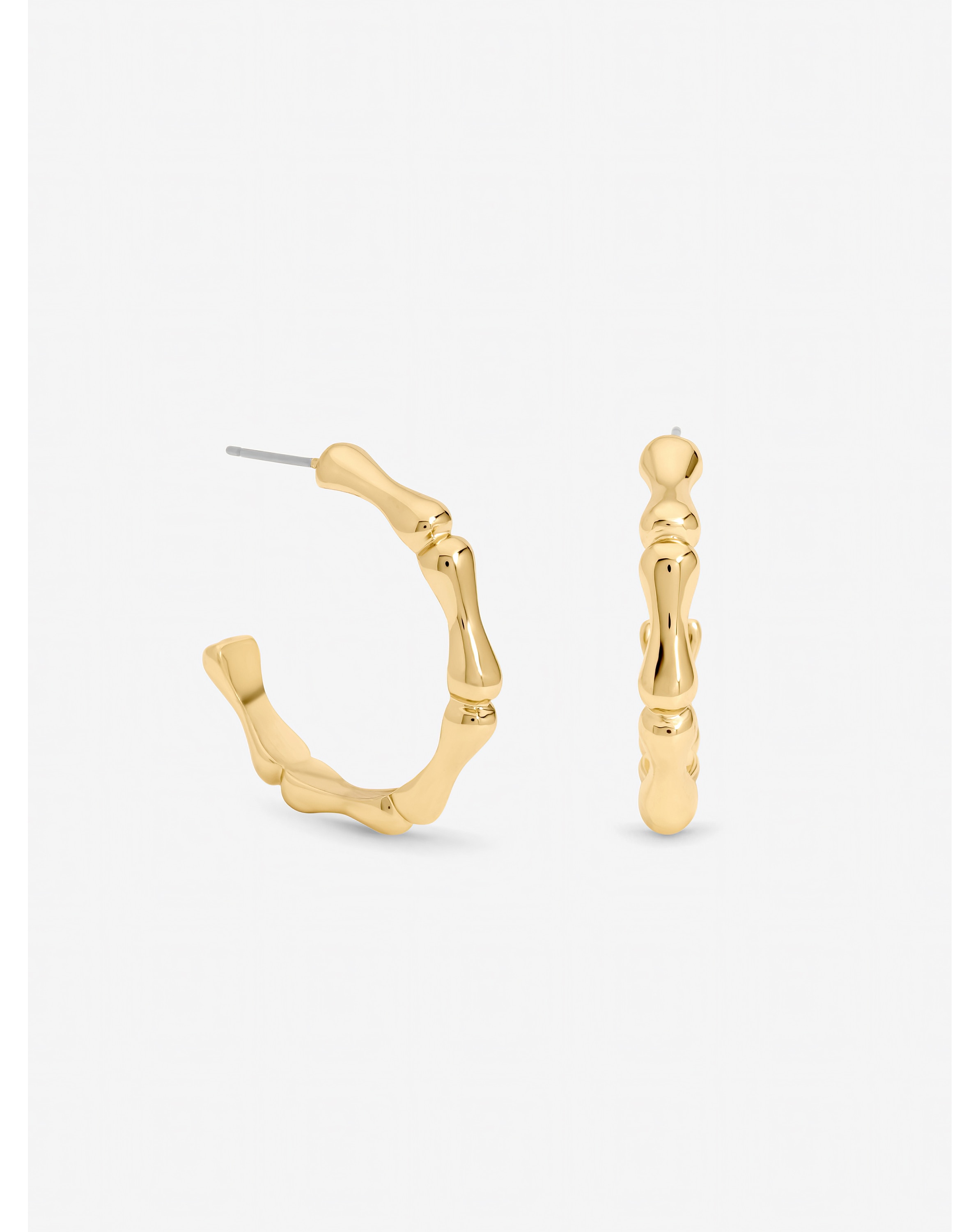 New In - Mood Gold Polished Bamboo Hoop Earrings