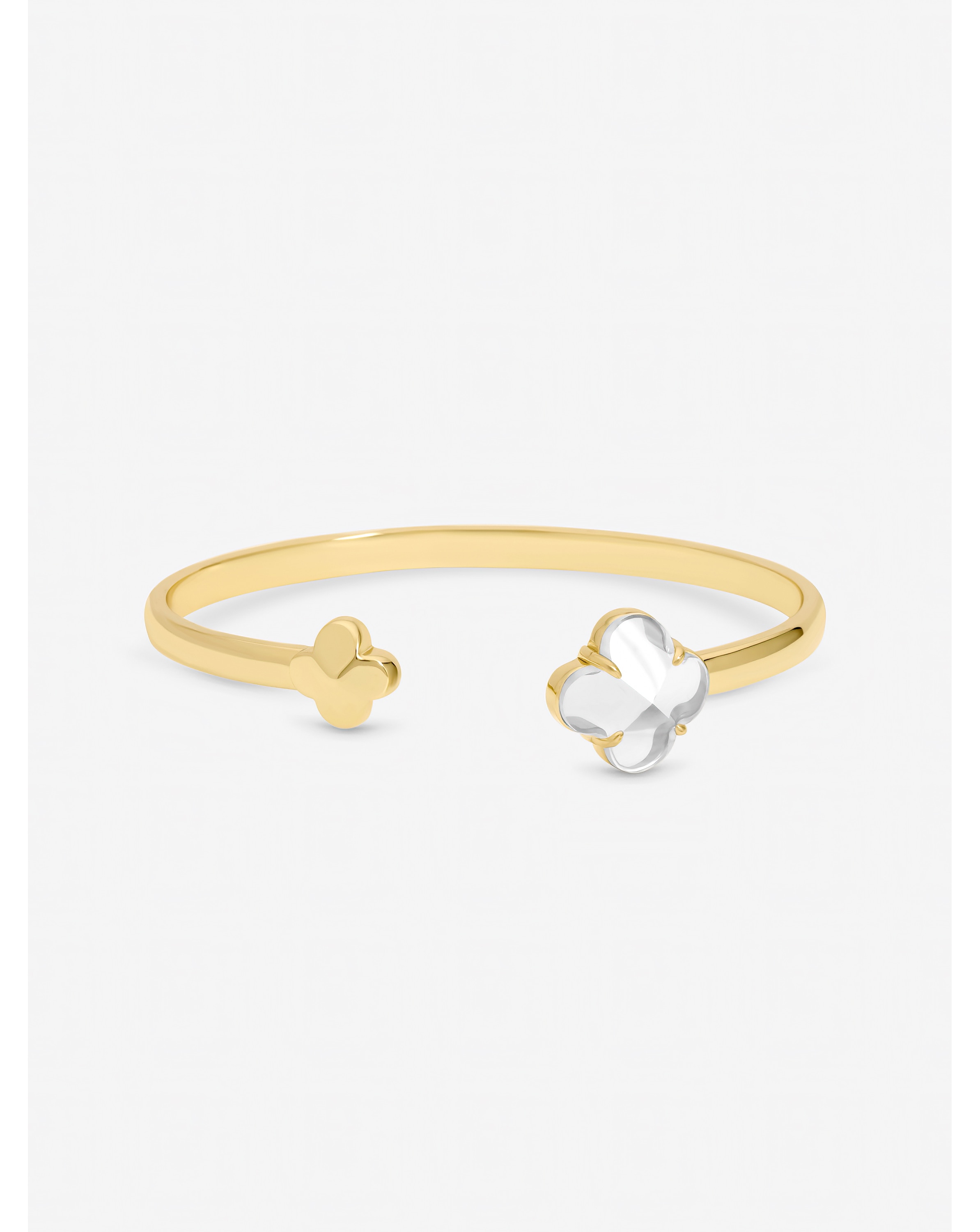 New In - Gold Polished and Crystal Clover Bangle