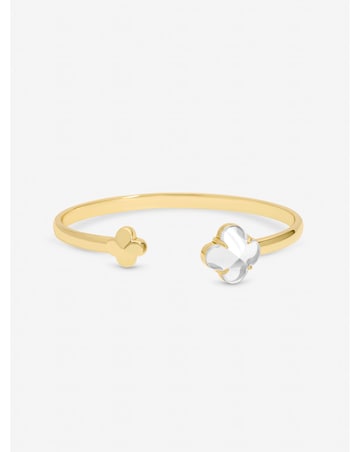 Jon Richard Gold Polished and Crystal Clover Bangle