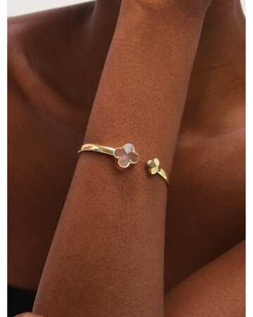 Jon Richard Gold Polished and Crystal Clover Bangle