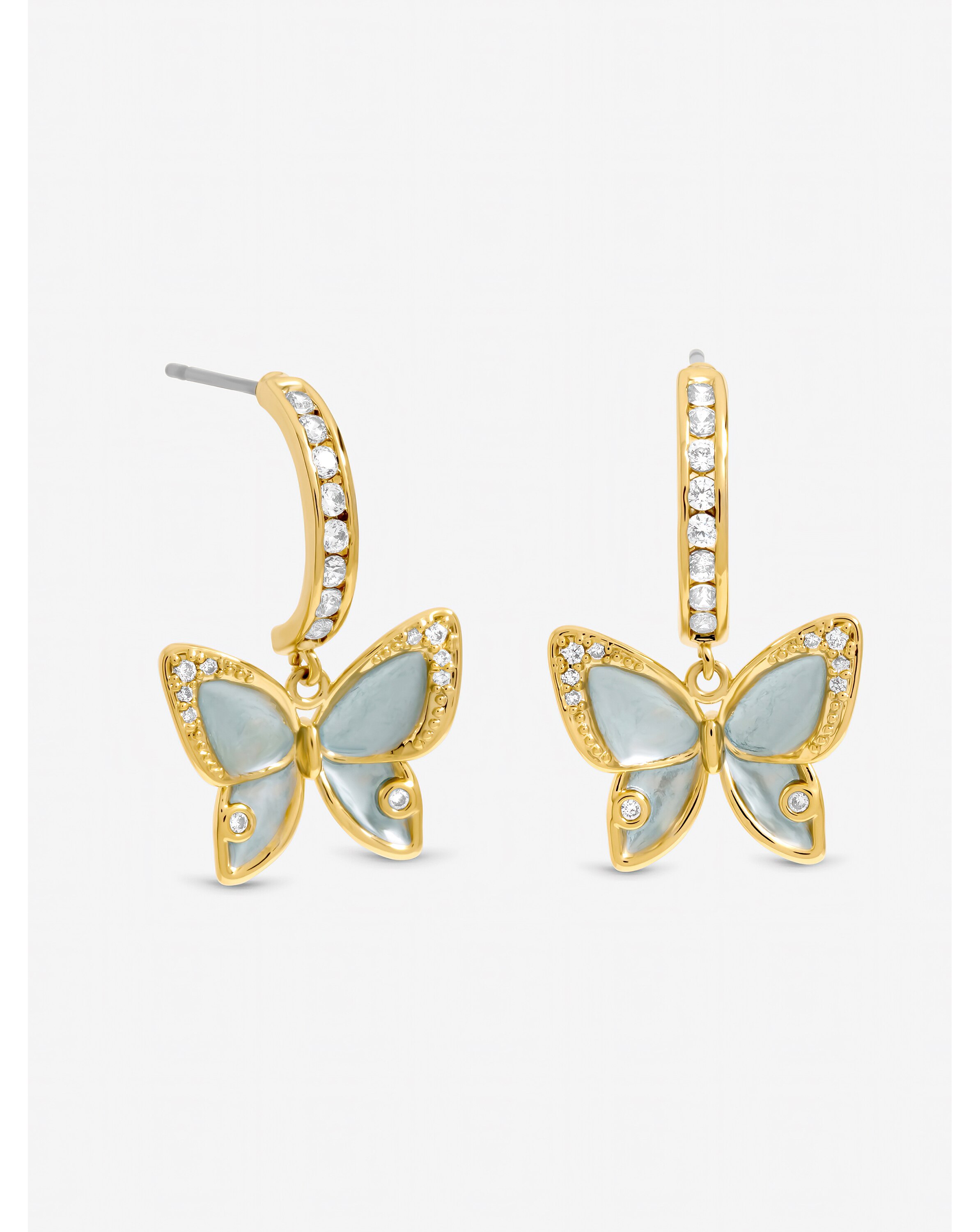 New In - Gold Plated Pave Butterfly Half Hoops