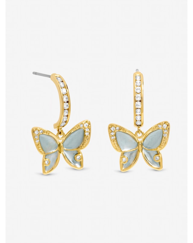 Jon Richard Gold Plated Pave and Blue Butterfly Half Hoop Earrings