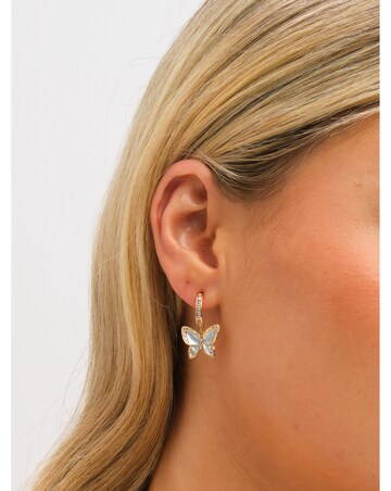 Jon Richard Gold Plated Pave and Blue Butterfly Half Hoop Earrings