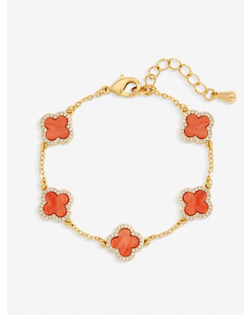 Jon Richard Gold Plated Coral Clover Station Bracelet