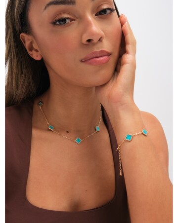 Jon Richard Gold Plated Turquoise Clover Station Bracelet