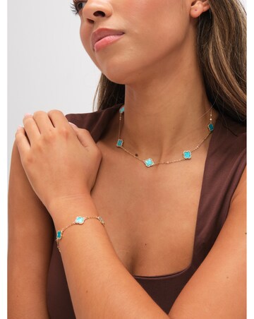 Jon Richard Gold Plated Turquoise Clover Station Bracelet