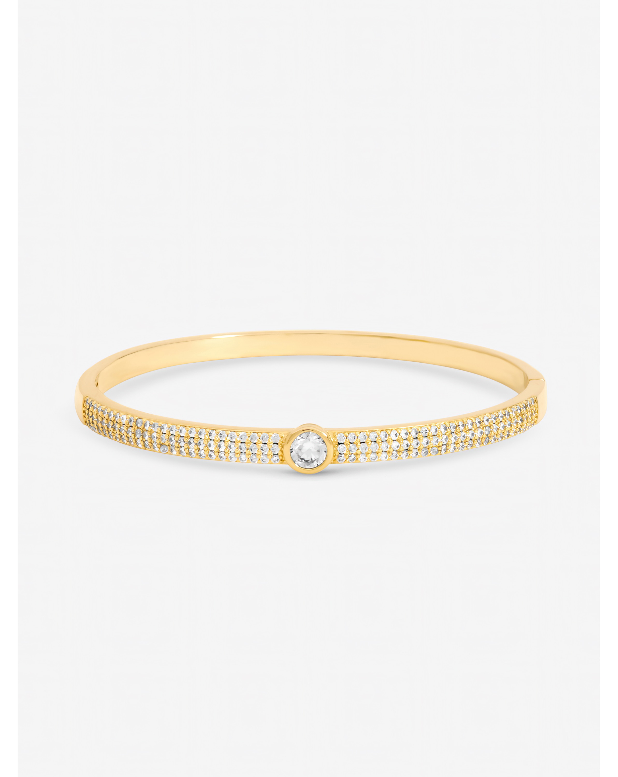 New In - Gold Plated Crystal Pave Stone Bangle