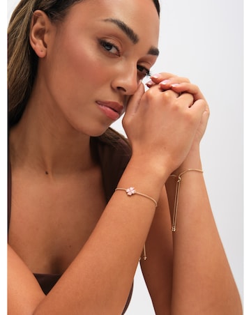 Jon Richard Gold Plated and Pink Enamel Heart Clover Toggle Bracelet