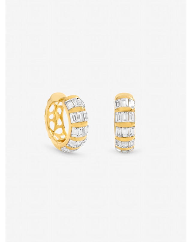 Jon Richard Gold Plated and Crystal Baguette Hoop Earrings