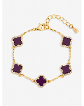 Jon Richard Gold Plated Purple Clover Station Bracelet