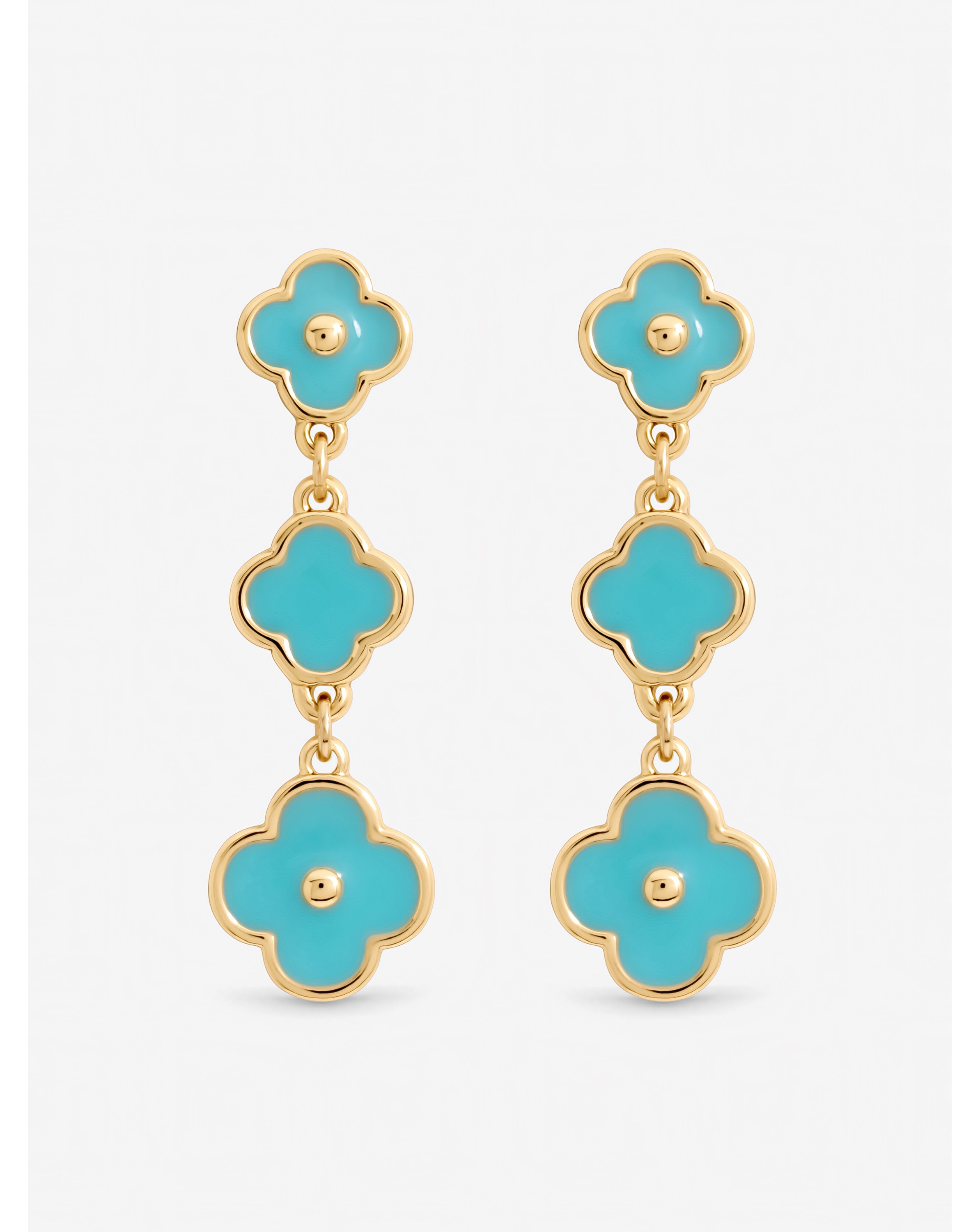 Gold Plated Turquoise Clover Earrings