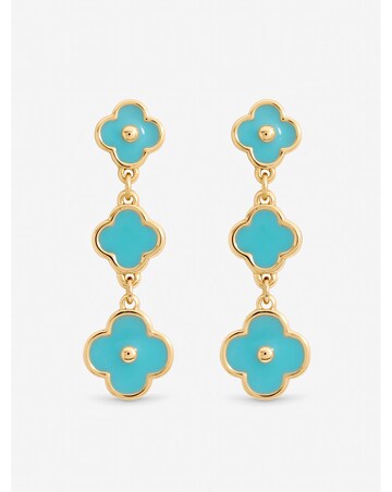 Mood Gold Plated and Turquoise Clover Drop Earrings