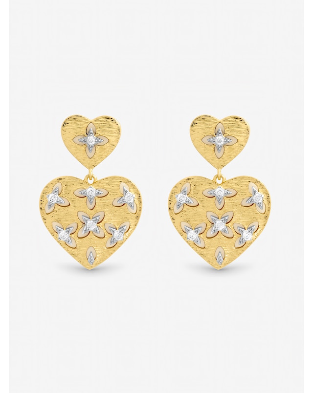 Jon Richard Two Tone Clover Cut Out Heart Earrings