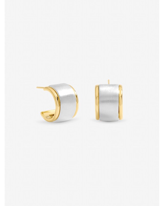Jon Richard Two Tone Satin Hoop Earrings