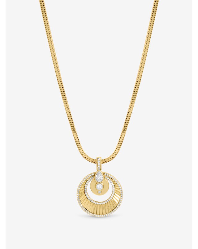 Inicio Two Tone and Crystal Disk Pendant - Gift Pouch