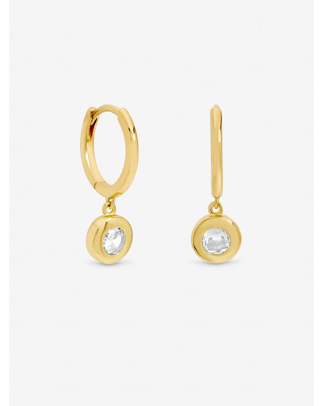 Gold Plated CZ Bezel Huggie Earrings