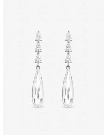 Jon Richard Rhodium Plated Linear Pear Drop Earrings